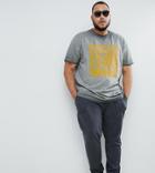 Replika Plus T-shirt In Faded Melange With Slogan Print - Gray