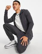 Asos Design Organic Blend Muscle Zip Up Hoodie In Black-grey