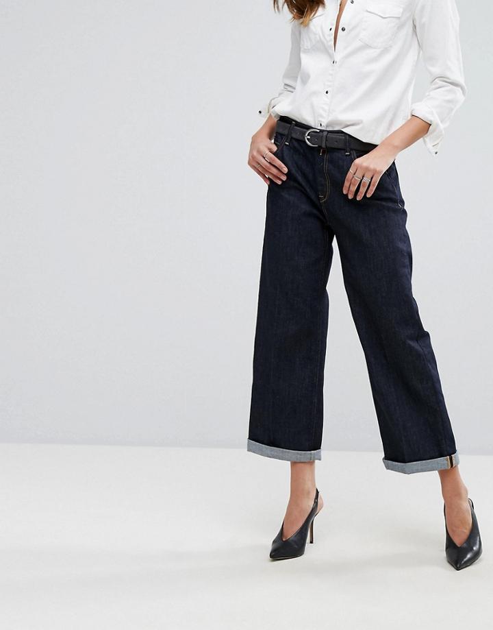 Replay Basinkim Turn Up Wide Leg Jean - Blue