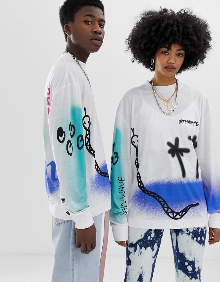 Collusion X Everyone Together Unisex Graffiti T-shirt - White