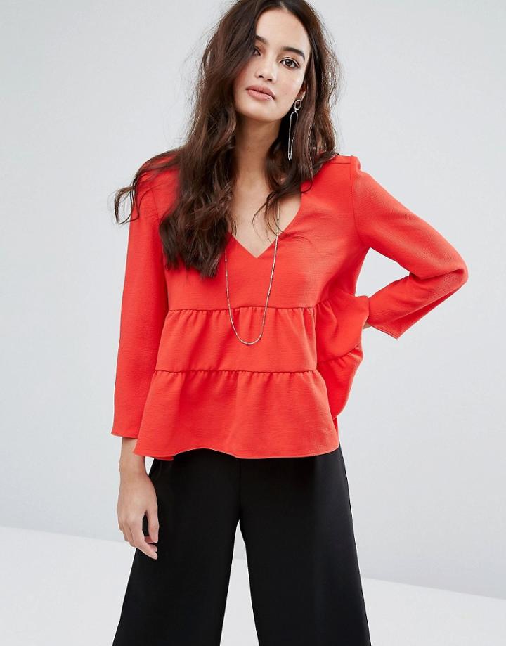 Ba & Sh Open Back Blouse - Red