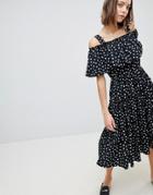 Vero Moda Spot Cold Shoulder Maxi Dress - Multi