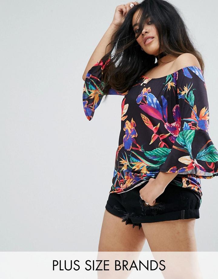 Pink Clove Bardot Top In Multi Print - Multi