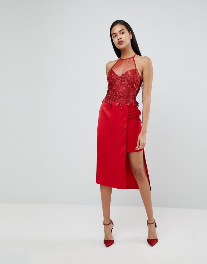 River Island Thigh Split Pencil Skirt-red