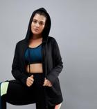 Nola Jacquard Hooded Jacket In Black - Black
