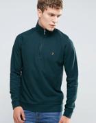 Farah Sweatshirt With 1/4 Zip In Regular Fit Green - Green