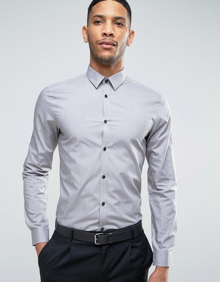 New Look Regular Fit Poplin Shirt In Gray - Green