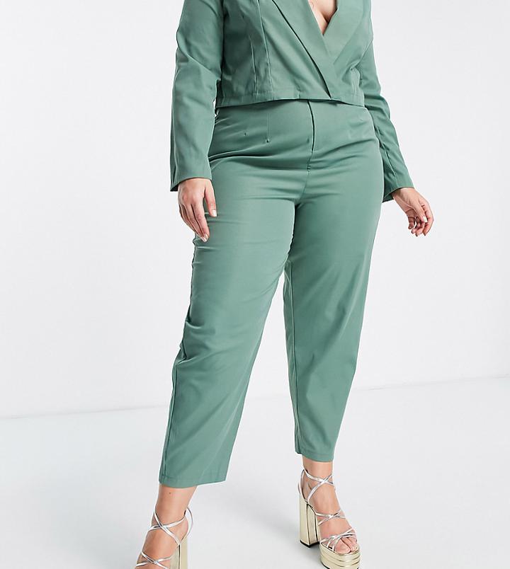 I Saw It First Plus Tailored Pants In Teal - Part Of A Set-green