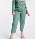 I Saw It First Plus Tailored Pants In Teal - Part Of A Set-green