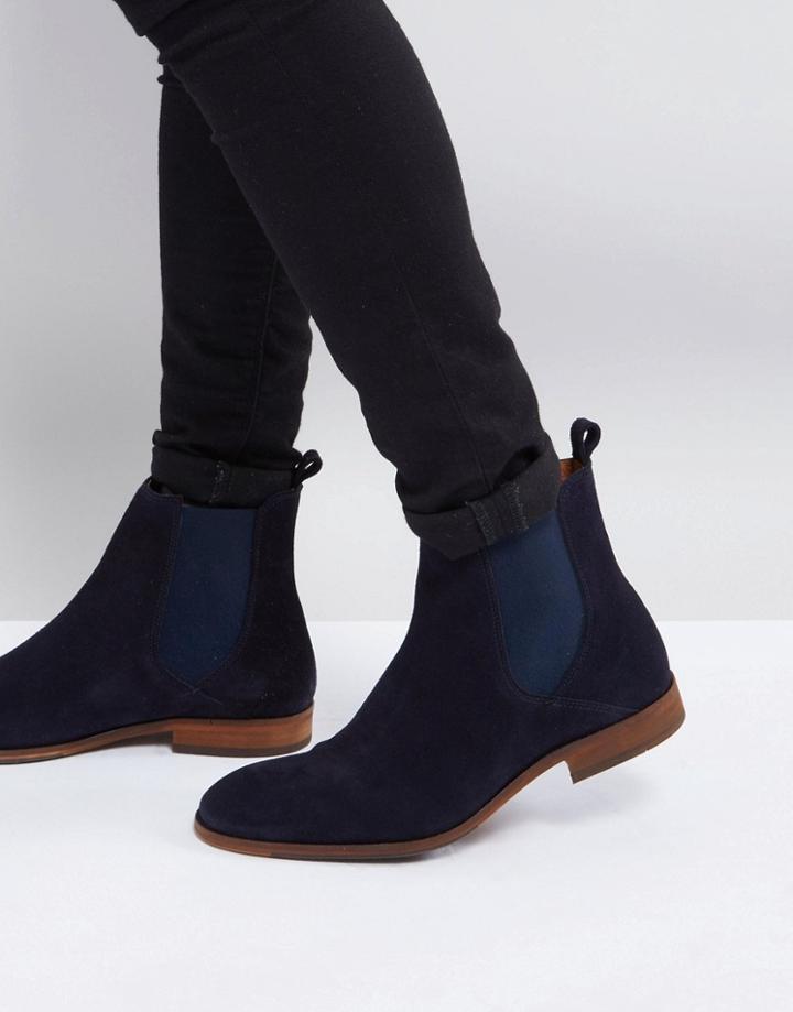 Zign Suede Chelsea Boots In Navy - Navy