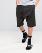 Asos Drop Crotch Shorts With Elasticated Waist In Black - Black
