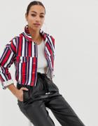 In The Style Stripe Denim Jacket-multi