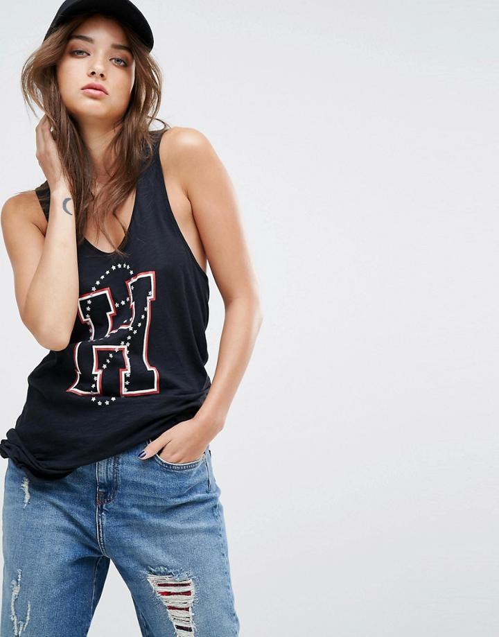 Gigi Hadid H Print Longline Tank Top - Black