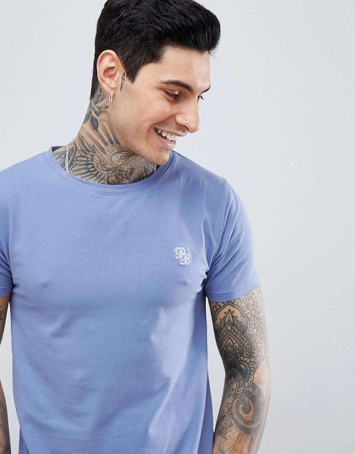 Process Black Stretch Crew Neck Curved Hem T-shirt - Blue