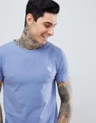 Process Black Stretch Crew Neck Curved Hem T-shirt - Blue
