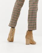 Mango Suede Block Heel Boot With Ring Pull - Brown