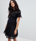 Asos Design Maternity Lace Insert Mini Tea Dress - Black