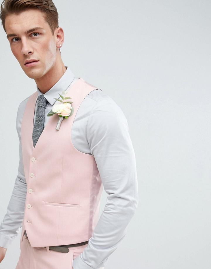 Moss London Wedding Skinny Vest In Light Pink - Pink