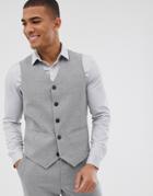 Asos Design Wedding Skinny Suit Suit Vest In Gray Twist Micro Texture - Gray