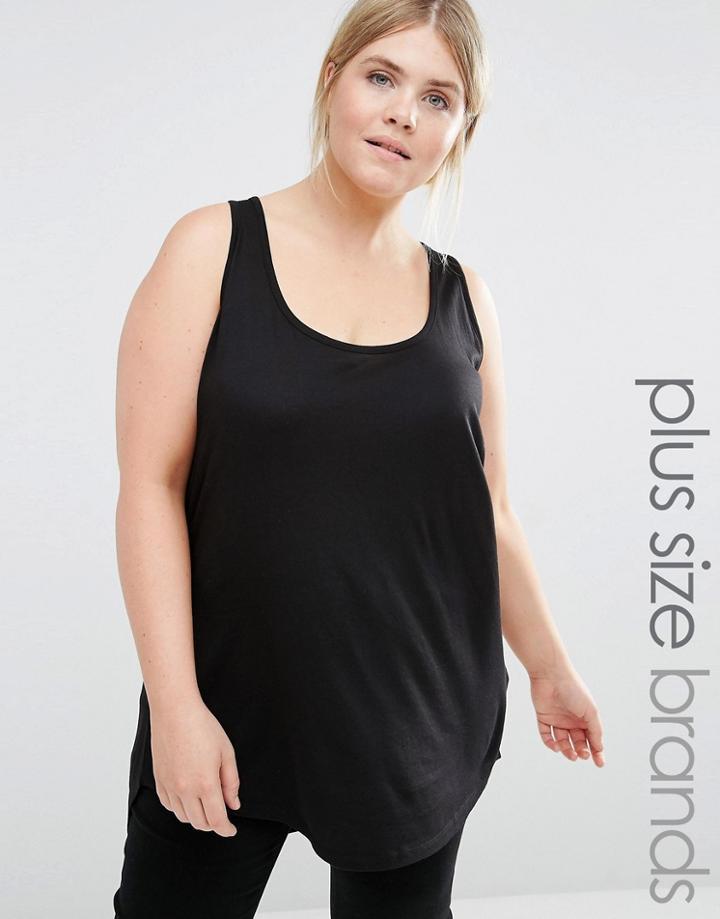 New Look Plus Zip Back Tank Top - Black