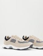 Asos Design Dyna Running Sneakers In Taupe Mesh Mix-neutral