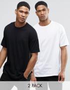 Asos Oversized T-shirt 2 Pack Save 18% In Black/white