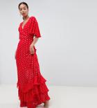 Asos Design Tall Exclusive Tiered Metallic Maxi Dress - Multi