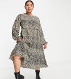 Urban Threads Plus Leopard Print Maxi Dress-brown