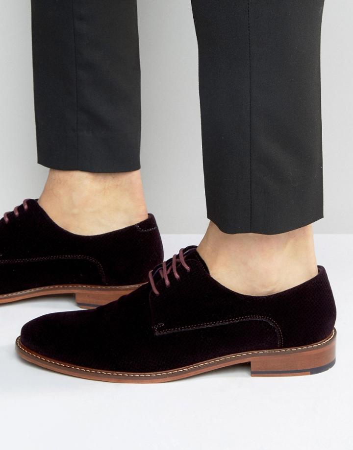 Ted Baker Nierro Velvet Derby Shoes - Red
