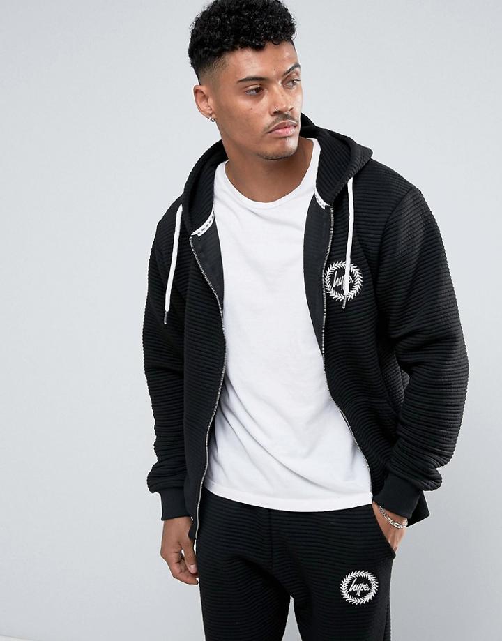 Hype Hoodie In Black Rib - Black