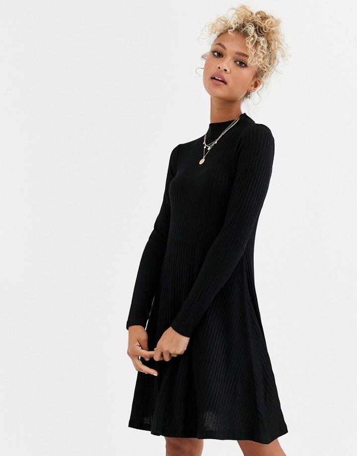 New Look High Neck Sweater Dress In Black