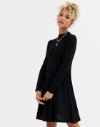 New Look High Neck Sweater Dress In Black