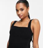 Asos Design Petite Knit Square Neck Cami In Black