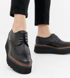 Depp Wide Fit Leather Flatform Brogues - Black