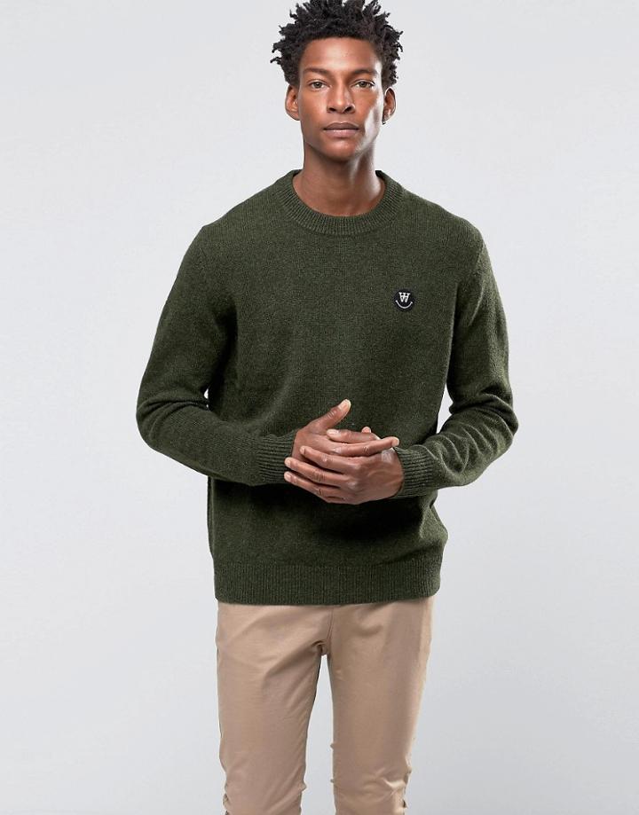 Wood Wood Yale Crew Logo Sweater - Green