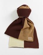 Reclaimed Vintage Inspired Unisex Oversized Color Block Scarf In Brown Tones