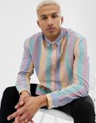 Asos Design Regular Multi Color Oxford Stripe Shirt - Multi