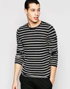 Selected Homme Premium Cotton Stripe Knitted Sweater - Black
