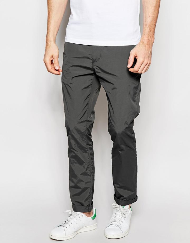 Asos Skinny Chinos In Dark Gray Nylon - Dark Gray