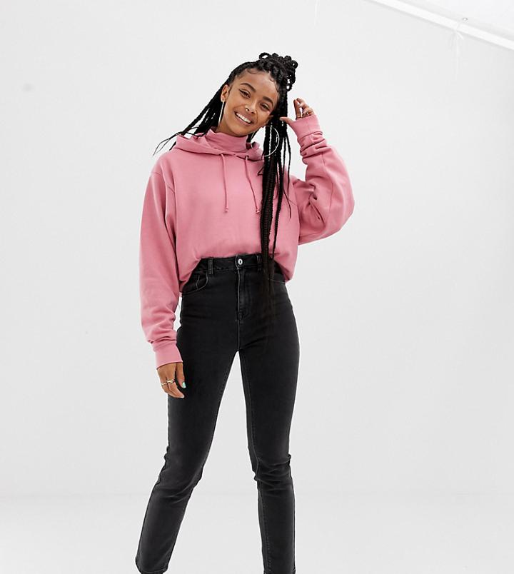 Collusion Slim Mom Jeans In Washed Black - Black