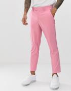 Asos Design Skinny Smart Pants In Pink Oxford - Pink