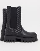 Bershka Elasticated Ankle Boot With Chunky Sole In Black
