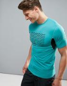 O'neill Evolver Slim Fit T-shirt With Front Logo And Mesh Detail In Bliue - Blue