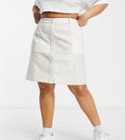 Glamorous Curve Patchwork Skirt In Cream Pu-white