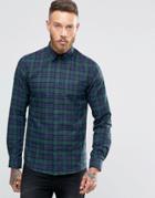 Noose & Monkey Skinny Shirt In Plaid - Green