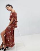 Gilli Floral Maxi Skirt - Red
