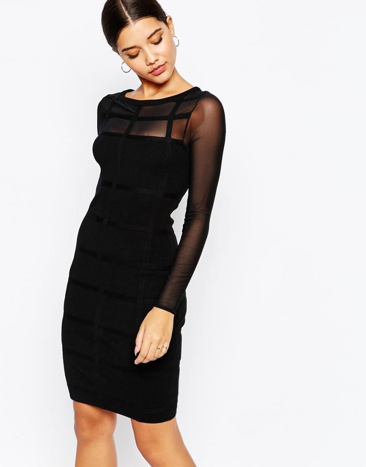Lipsy Bandage Knitted Cage Dress - Black