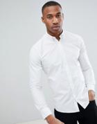 Only & Sons Stretch Poplin Button Down Shirt In White - White