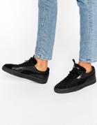 Puma Classic Suede Basket Sneakers In All Black Metallic - Black