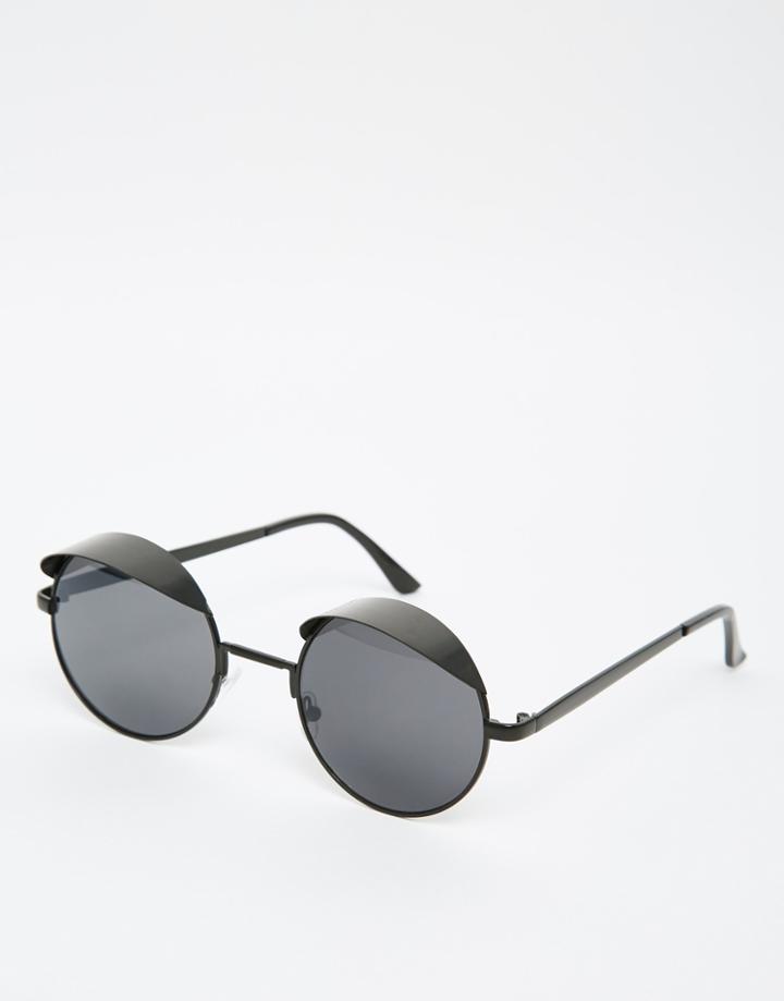 7x Round Sunglasses With Smoke Lenses - Black